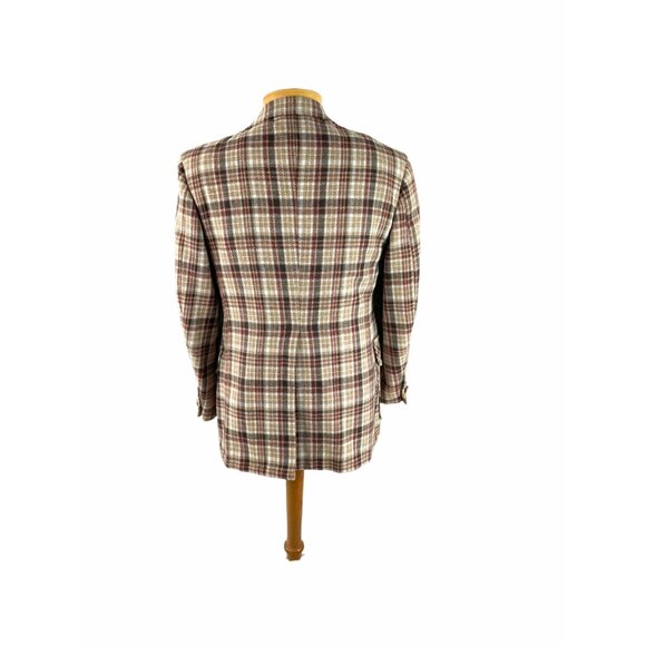 1970s plaid sports coat brown rust wool two button Size 40 - Picture 4 of 10